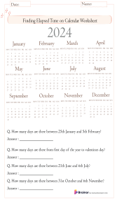 Worksheet on Finding Elapsed Time on Calendar