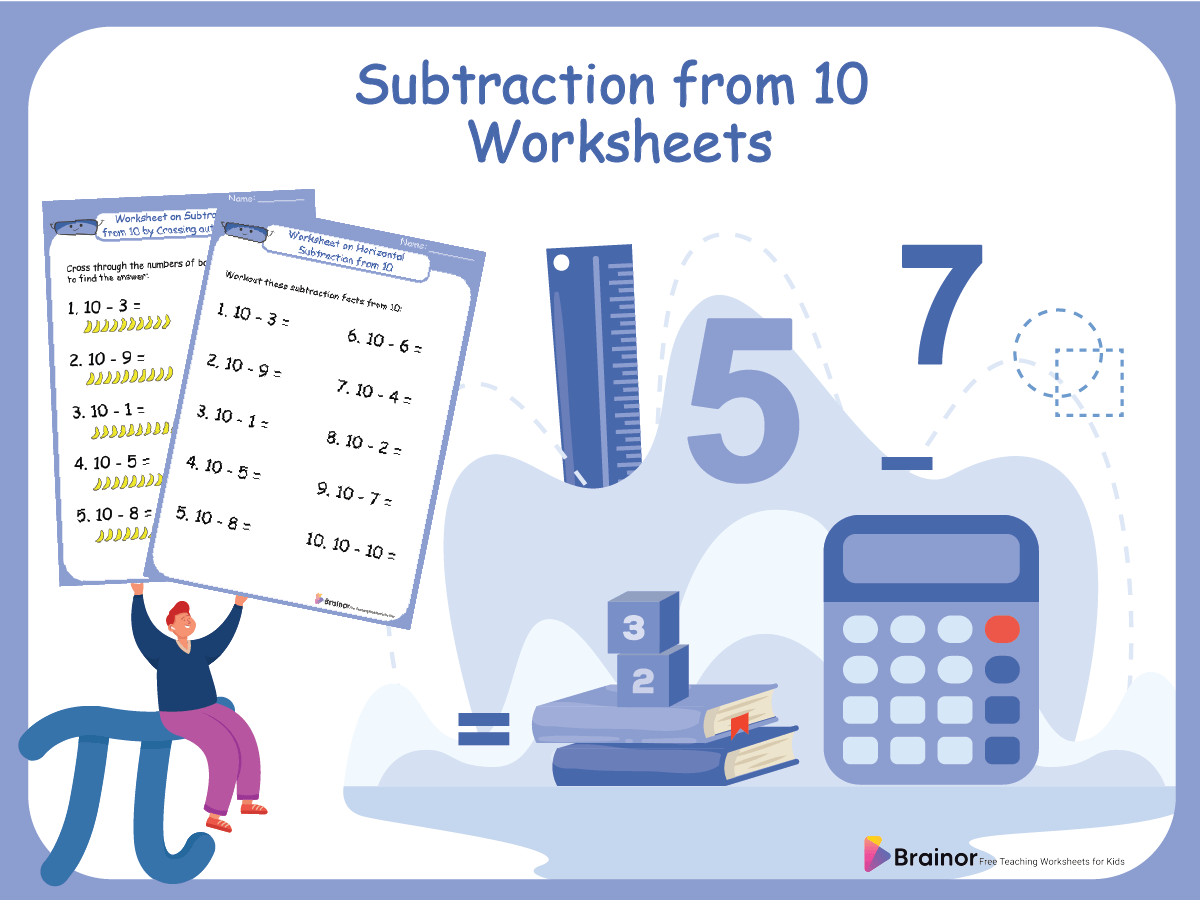 subtracting from 10 worksheets - overview b-01