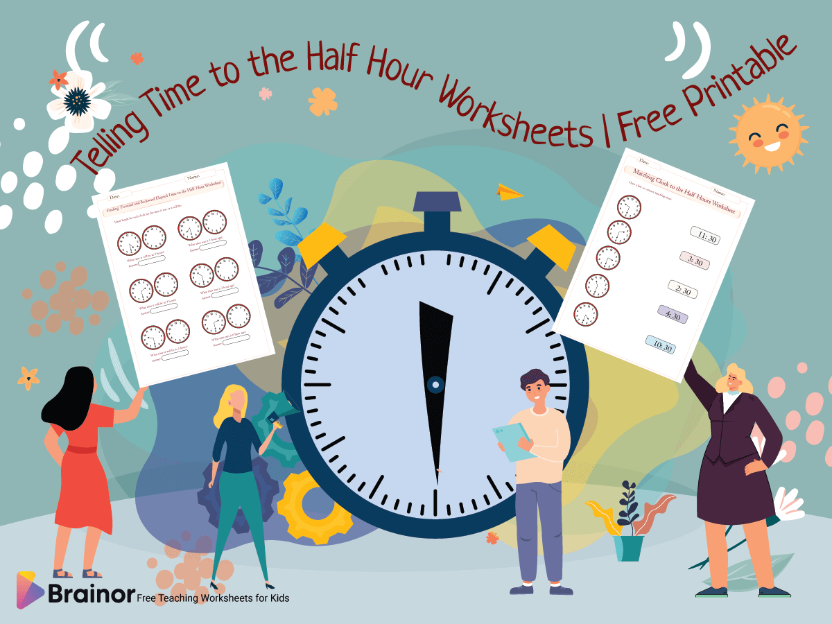telling time to the half hour worksheet overview
