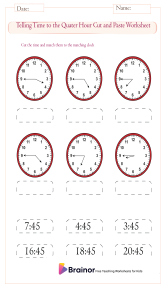 telling time to the quarter hour worksheets