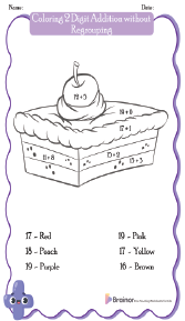 Coloring 2 Digit Addition without Regrouping Worksheets 