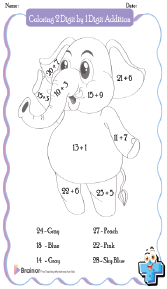 Coloring 2 Digit by 1 Digit Addition Worksheets 
