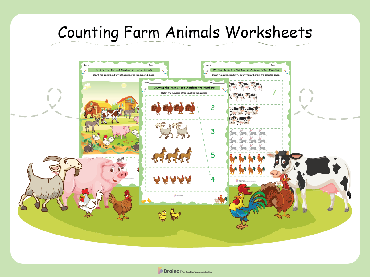 Counting Farm Animals Worksheets