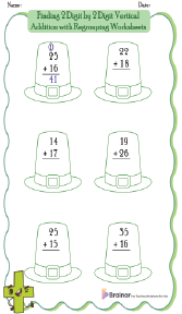 Finding 2 Digit by 2 Digit Vertical Addition with Regrouping Worksheets 