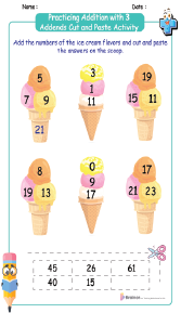 Practicing Addition with 3 Addends Cut and Paste Activity Worksheets