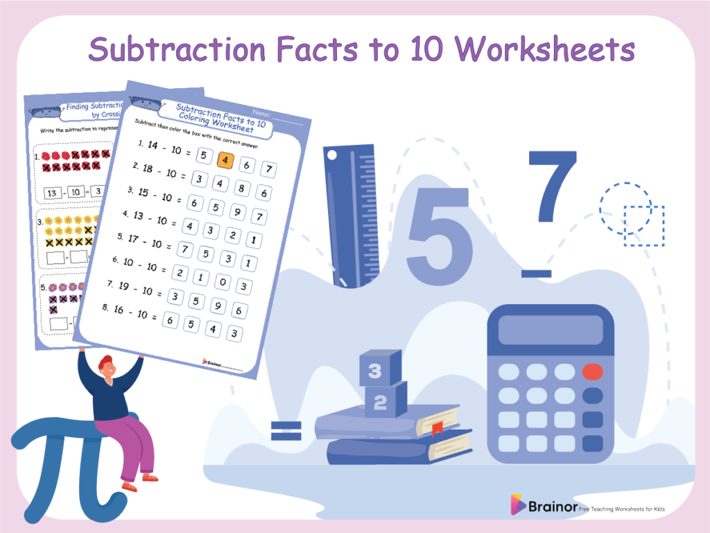 20+ Subtraction Facts to 10 Worksheets | Free Printable