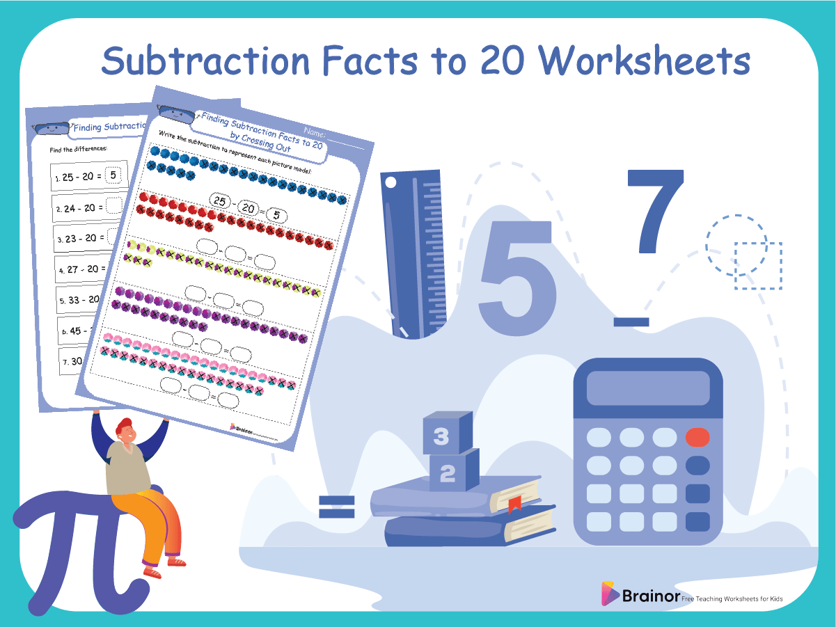 Subtraction Facts to 20 Worksheets Overview
