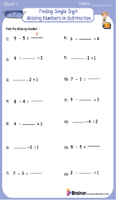 Subtraction with Missing Numbers box image 1