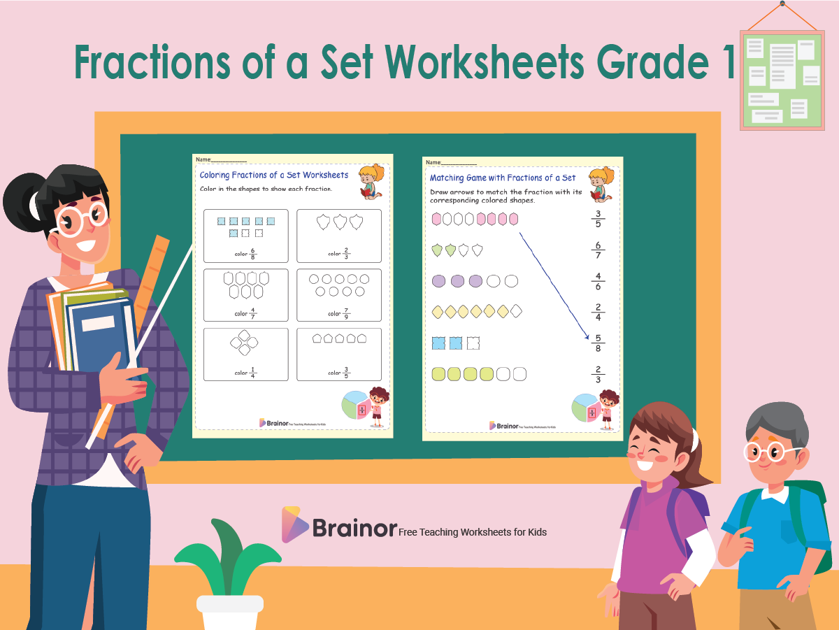 fractions of a set worksheets grade 1
