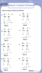 making 10 to subtract worksheets method 2
