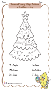 Christmas Coloring 2 Digit Addition without Regrouping Worksheets