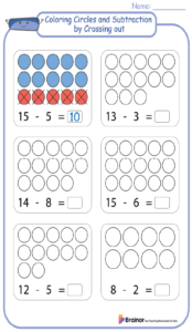 Coloring Circles and Subtraction by Crossing out