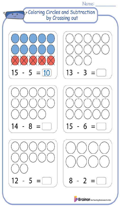 15+ Subtraction by Crossing out Worksheet