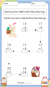 Identifying Easter Addition and Finding Easter Eggs Worksheets 