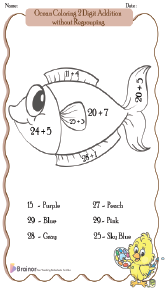 Ocean Coloring 2 Digit Addition without Regrouping Worksheets