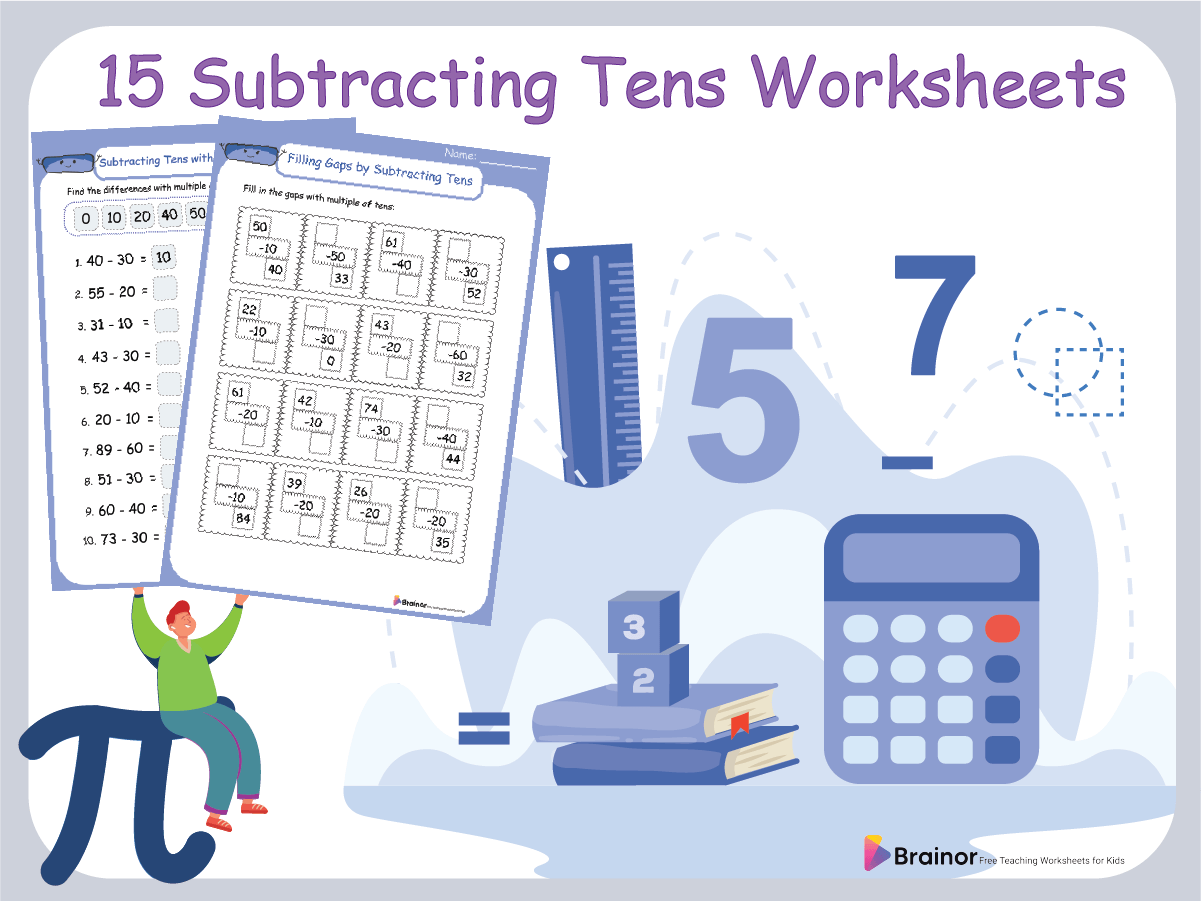 Subtracting tens worksheet overview