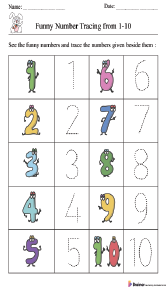 Funny Number Tracing from 1-10